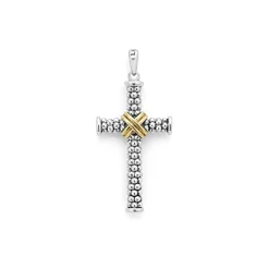 Two-Tone Diamond Cross Amulet