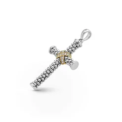Two-Tone Diamond Cross Amulet