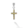 Two-Tone Diamond Cross Earring