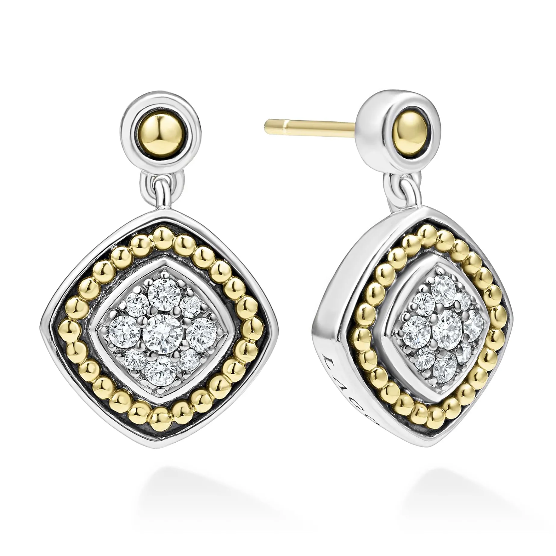 Two-Tone Diamond Drop Earrings