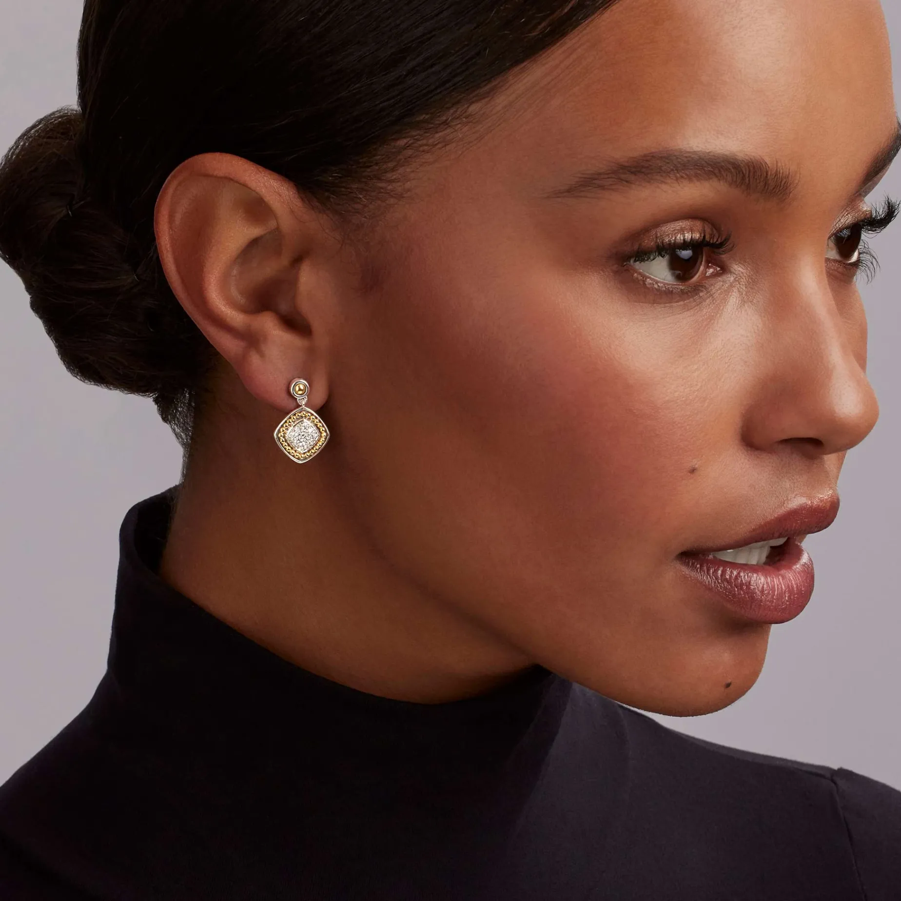 Two-Tone Diamond Drop Earrings