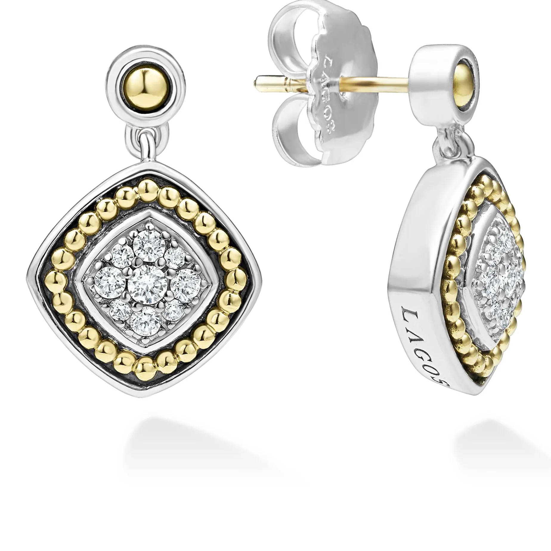 Two-Tone Diamond Drop Earrings