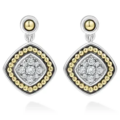 Two-Tone Diamond Drop Earrings