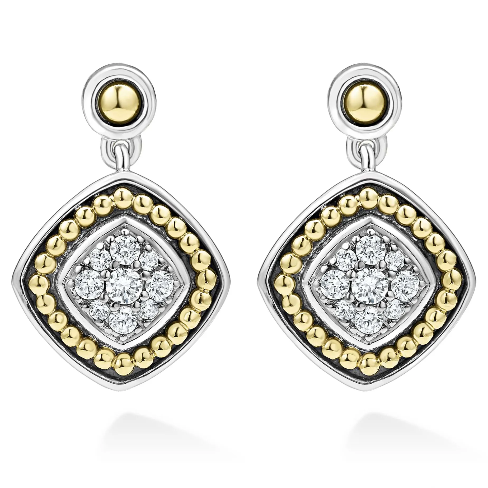 Two-Tone Diamond Drop Earrings