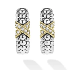 Two-Tone Diamond Huggie Earrings