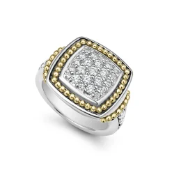 Two-Tone Diamond Square Ring