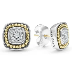 Two-Tone Diamond Stud Earrings