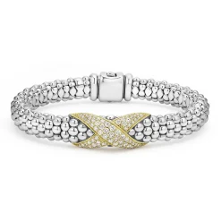 Two-Tone Diamond X Caviar Bracelet | 9mm