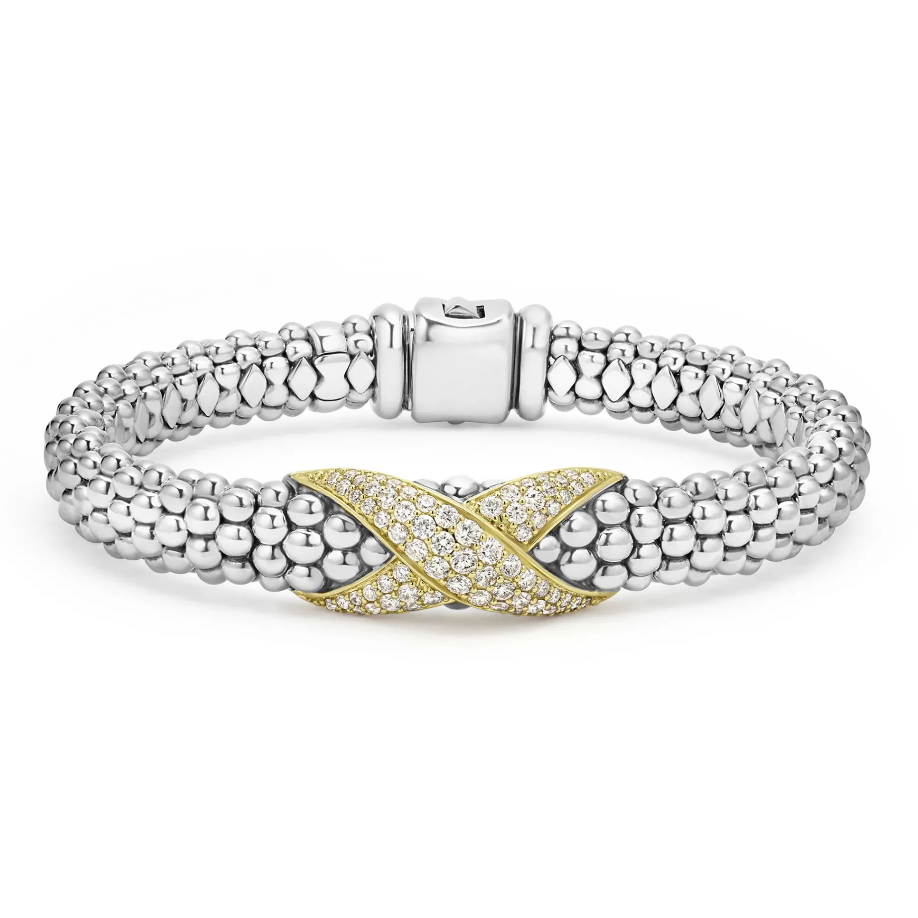 Two-Tone Diamond X Caviar Bracelet | 9mm