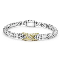 Two-Tone Diamond X Caviar Bracelet | 6mm