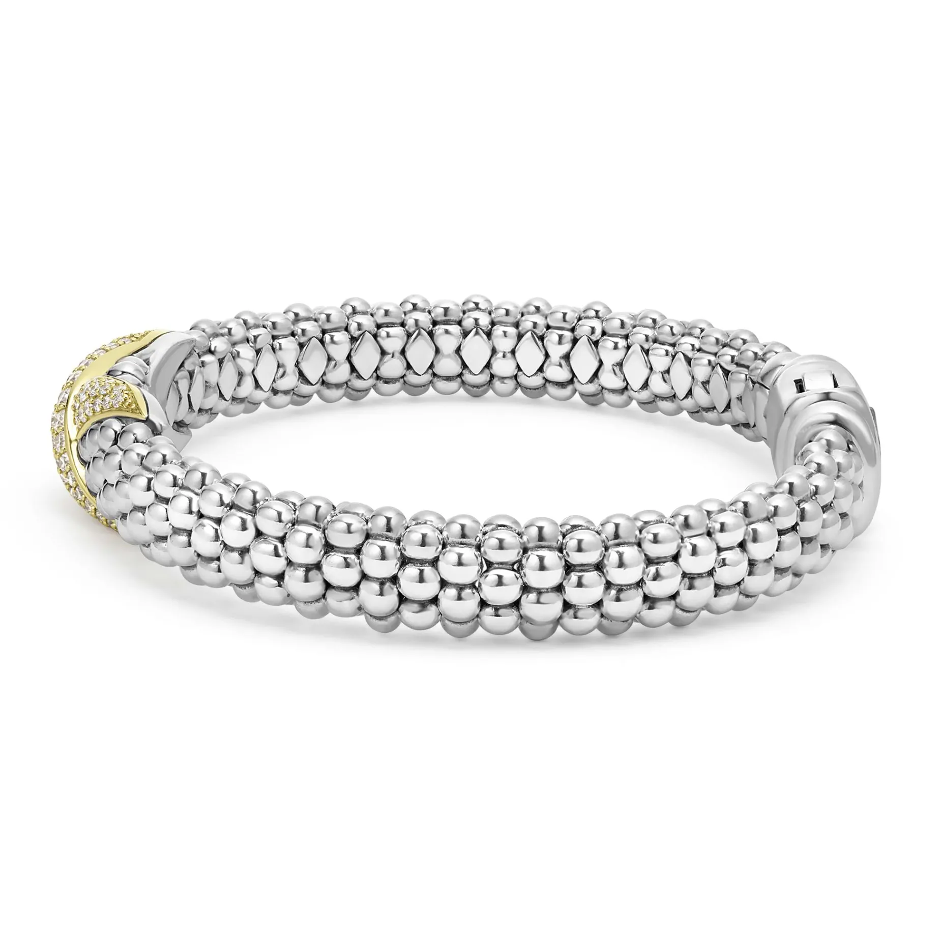 Two-Tone Diamond X Caviar Bracelet | 9mm