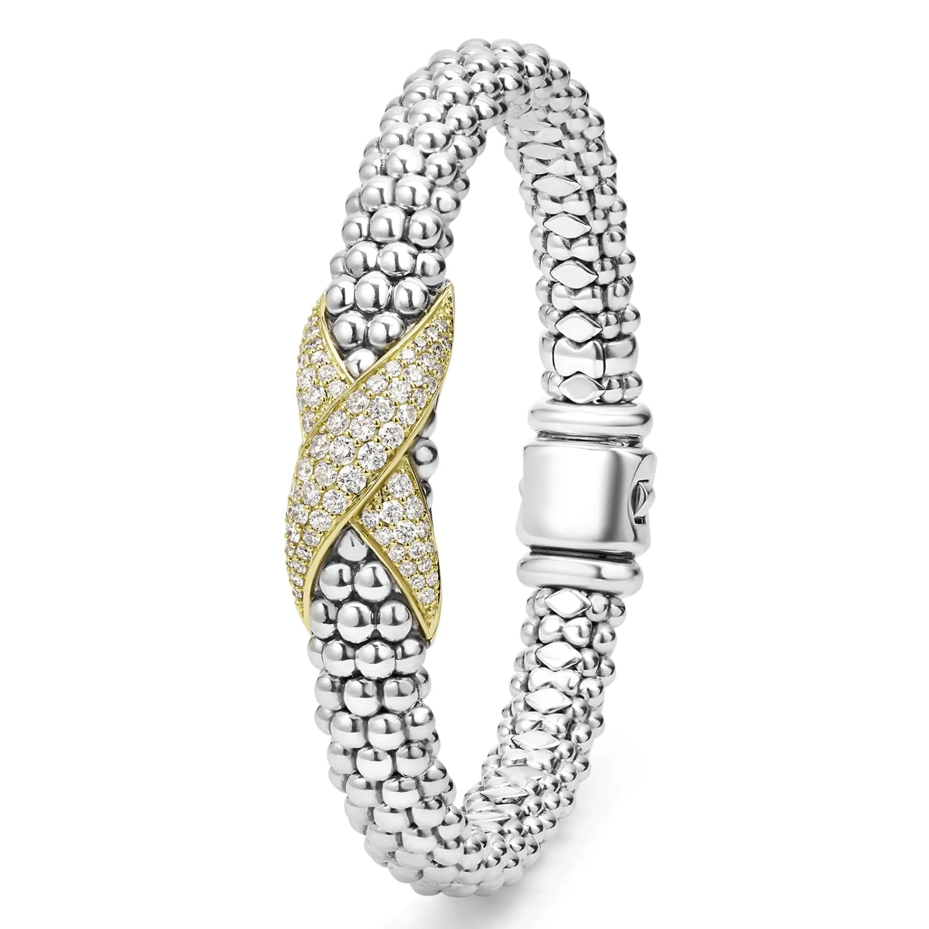 Two-Tone Diamond X Caviar Bracelet | 9mm