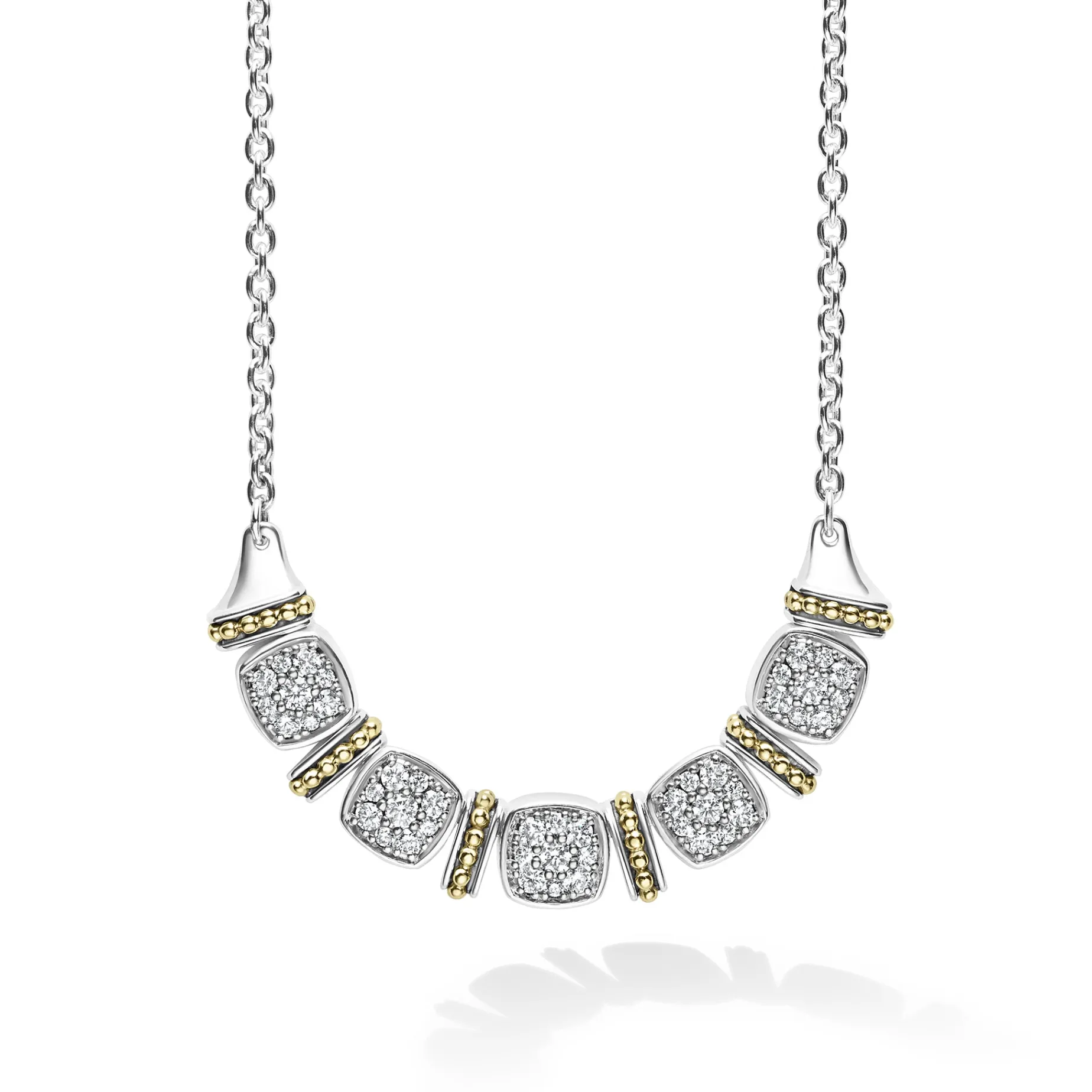 Two-Tone Five Station Diamond Necklace