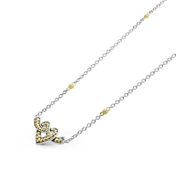 Two-Tone Heart Chain Necklace