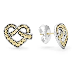 Two-Tone Heart Stud Earrings