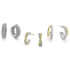 Two-Tone Huggie Earring Gift Set