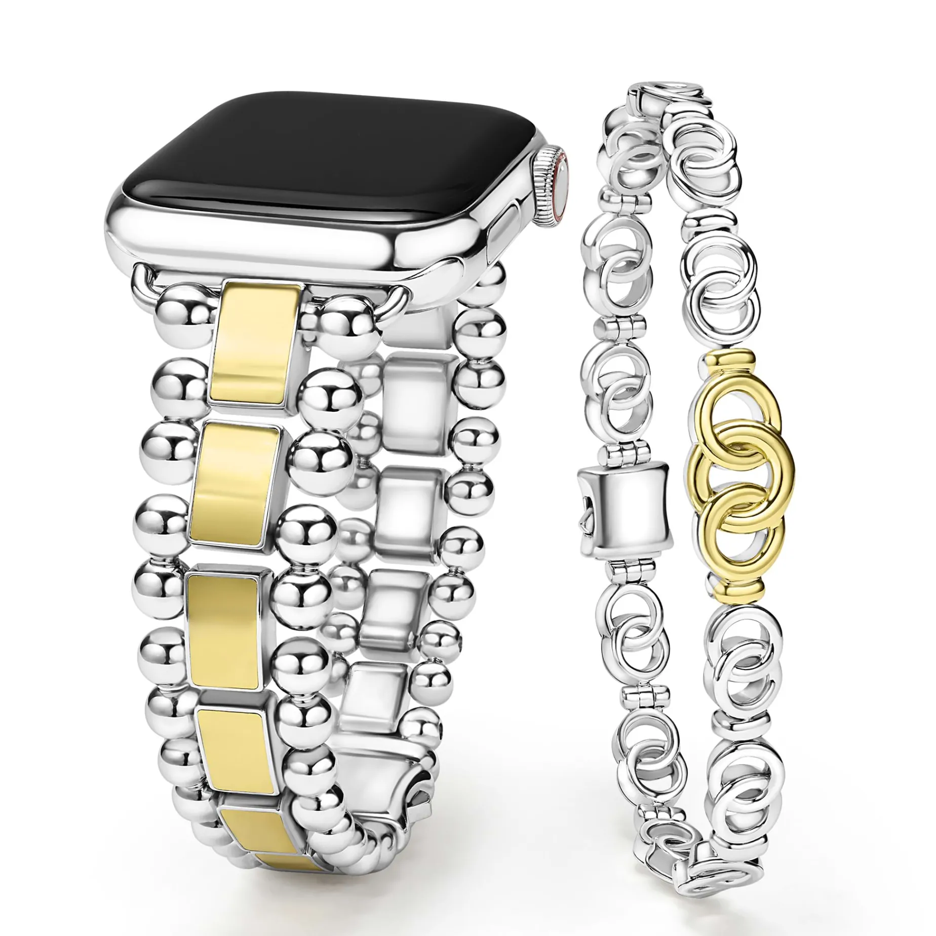 Two-Tone Interlocking Bracelet Gift Set