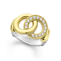 Two-Tone Interlocking Diamond Statement Ring