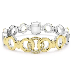 Two-Tone Interlocking Diamond Link Bracelet