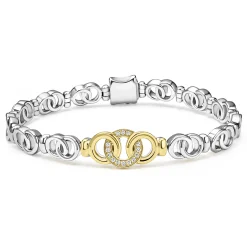 Two-Tone Interlocking Diamond Link Bracelet
