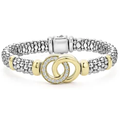 Two-Tone Interlocking Diamond Caviar Bracelet | 9mm