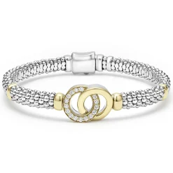 Two-Tone Interlocking Diamond Caviar Bracelet | 6mm
