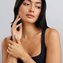 Two-Tone Interlocking Diamond Link Bracelet