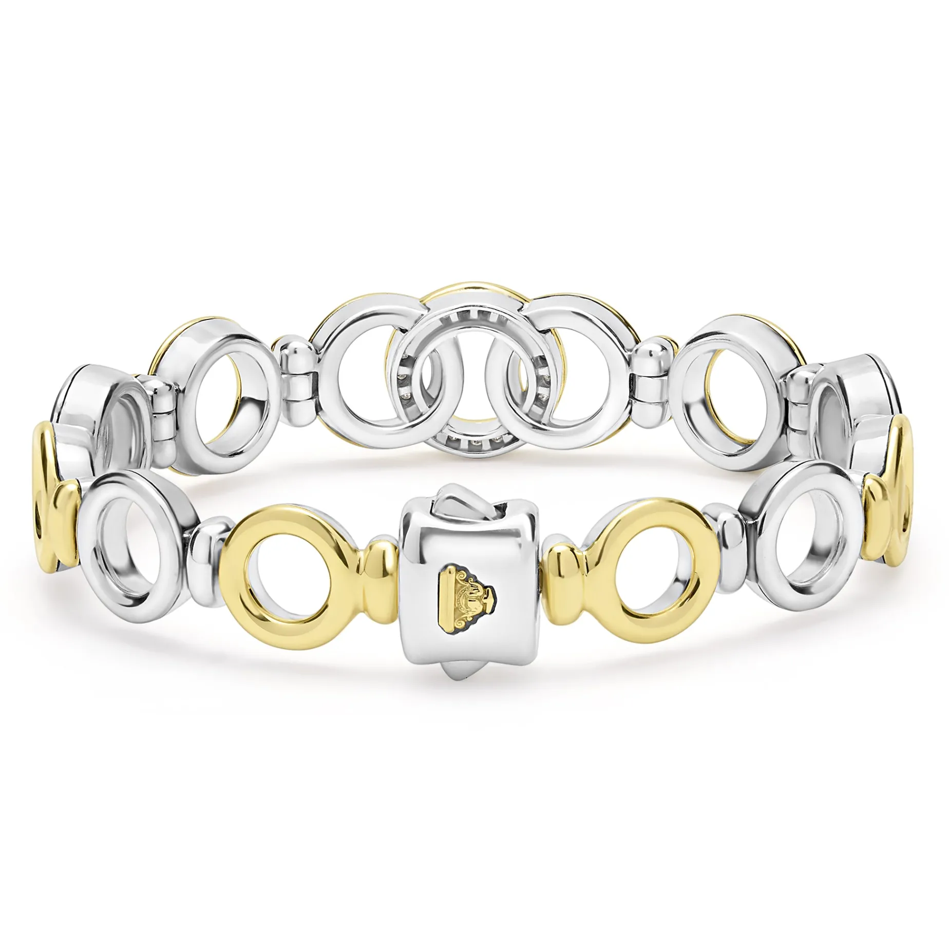 Two-Tone Interlocking Diamond Link Bracelet