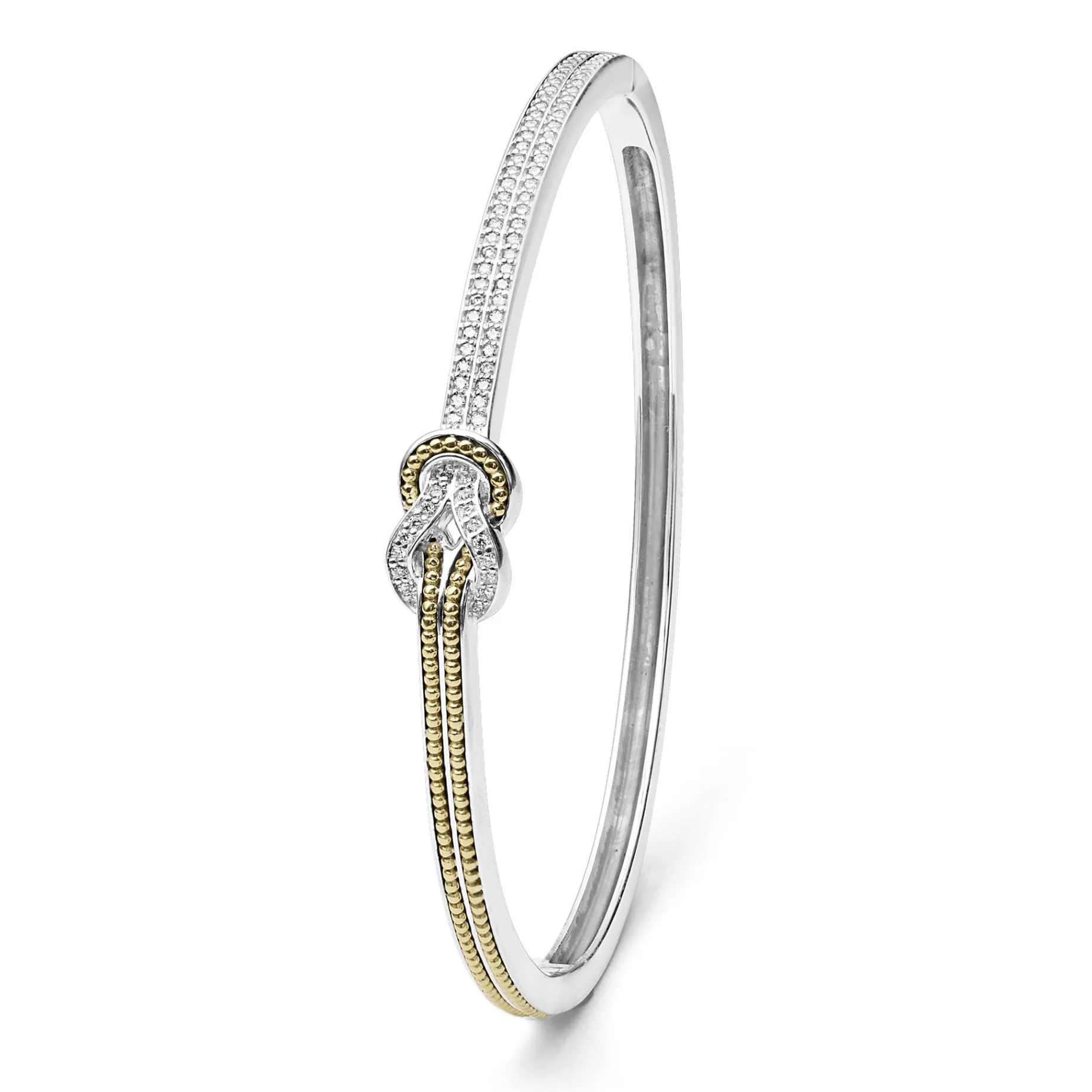 Two-Tone Knot Diamond Cuff Bracelet