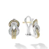 Two-Tone Knot Diamond Huggie Earrings