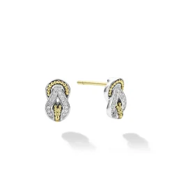 Two-Tone Knot Diamond Stud Earrings