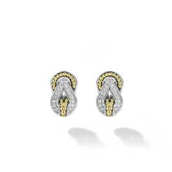Two-Tone Knot Diamond Stud Earrings