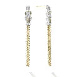 Two-Tone Knot Diamond Tassel Earring