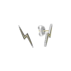 Two-Tone Lightning Bolt Stud Earrings