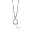 Two-Tone Oval Diamond Pendant Necklace