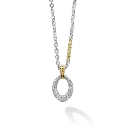 Two-Tone Oval Diamond Pendant Necklace