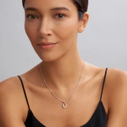 Two-Tone Oval Diamond Pendant Necklace