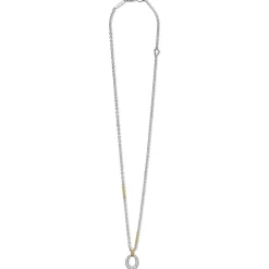 Two-Tone Oval Diamond Pendant Necklace