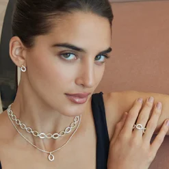 Two-Tone Oval Diamond Pendant Necklace