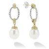 Two-Tone Oval Drop Pearl Earrings