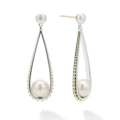 Two-Tone Pearl Tear Drop Earrings