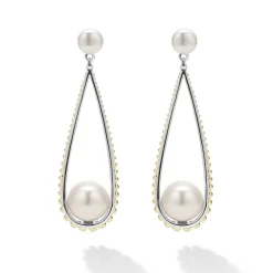 Two-Tone Pearl Tear Drop Earrings