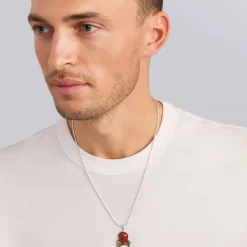Two-Tone Red Jasper Skull and Bones Pendant