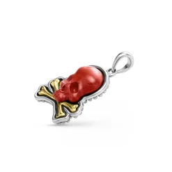 Two-Tone Red Jasper Skull and Bones Pendant