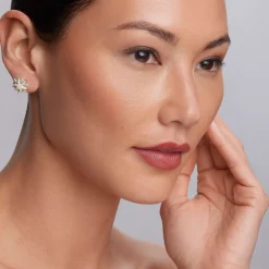 Two-Tone Star Diamond Earrings