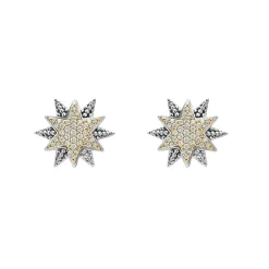 Two-Tone Star Diamond Earrings