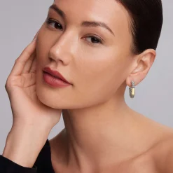 Two-Tone Station Caviar Hoop Earrings
