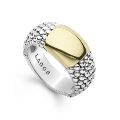 Two-Tone Station Caviar Ring