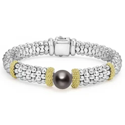 Two-Tone Tahitian Black Pearl Caviar Bracelet | 9mm
