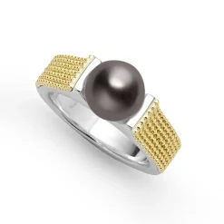 Two-Tone Tahitian Black Pearl Ring